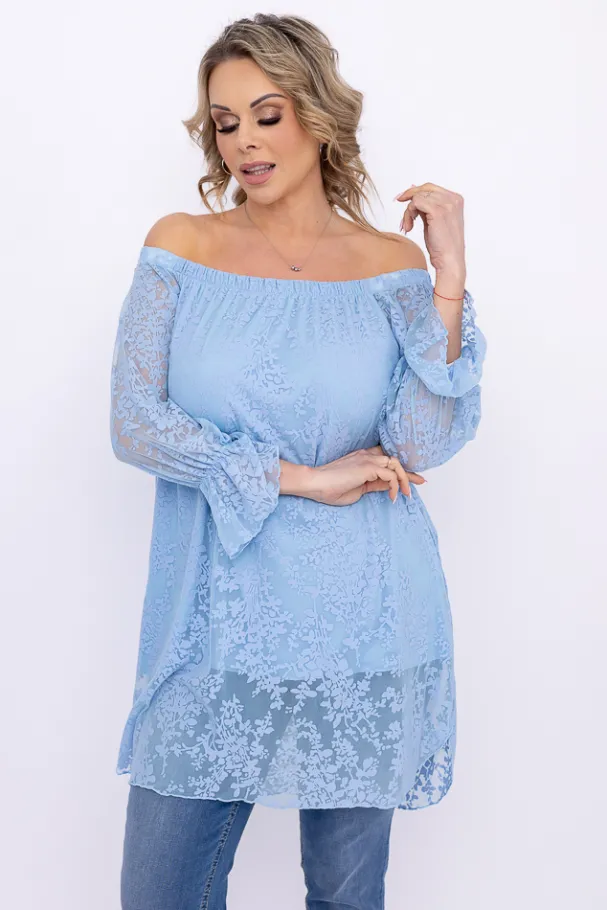Błękitna Tunika koronkowa BENITO<Polski Clearance