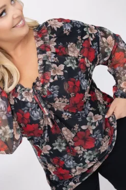 Bluzka Siateczkowa w kwiaty AZURI<Włoski Outlet