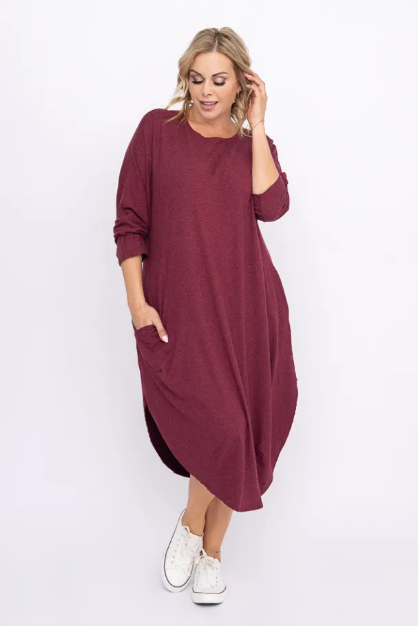 Bordowa Sukienka DONNA<Polski Discount