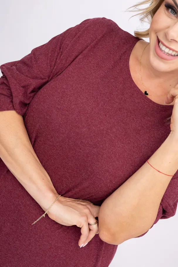 Bordowa Sukienka DONNA<Polski Discount