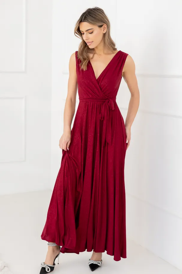 Bordowa Sukienka FIANCO Maxi<Polski New