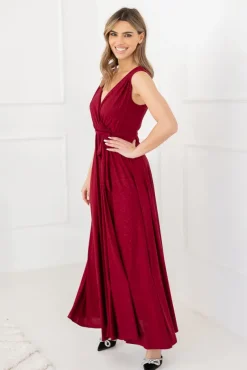 Bordowa Sukienka FIANCO Maxi<Polski New