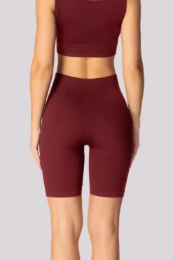 Burgundowe Spodenki bikery prążkowane RIBBED<Polski Outlet
