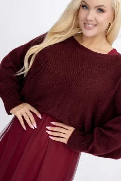 Burgundowy Komplet ze sweterkiem AMELIE<Włoski Outlet