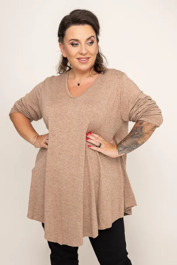 Camelowy Sweter VERGEMO<Włoski Sale