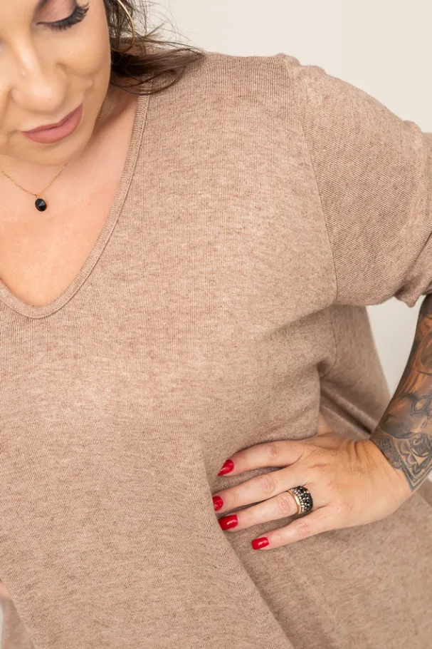 Camelowy Sweter VERGEMO<Włoski Sale