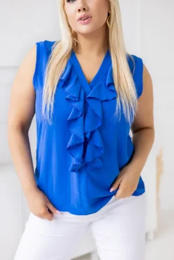 Chabrowa Bluzka z żabotem ZENTIO<Włoski Hot