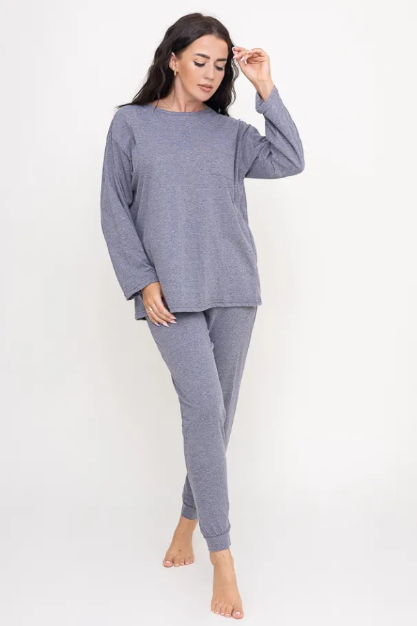 Ciemnoszara Piżama z długimi spodniami HEMENY<Polski Discount