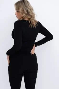 Czarna Bluzka elegancka DENORI<Włoski Best