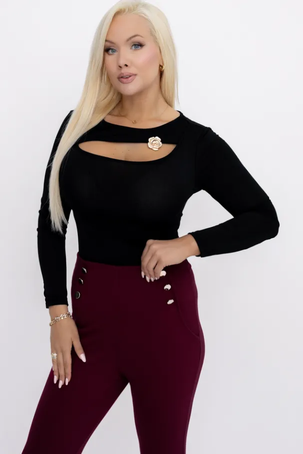 Czarna Bluzka elegancka DENORI<Włoski Best