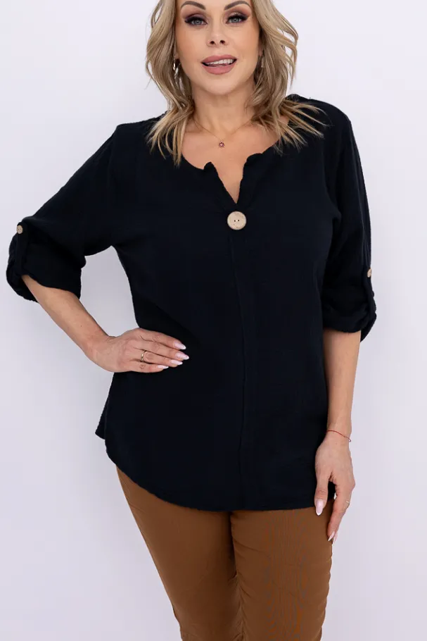 Czarna Bluzka EVENTI<Włoski Discount