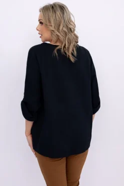 Czarna Bluzka EVENTI<Włoski Discount