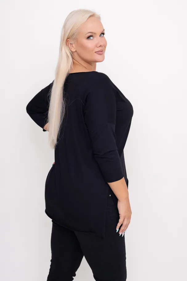 Czarna Bluzka REVUMI Wzór 11<Włoski Sale