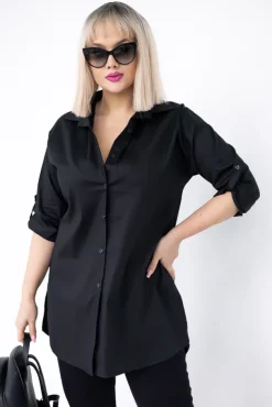 Czarna Koszula KASALI<Włoski Discount