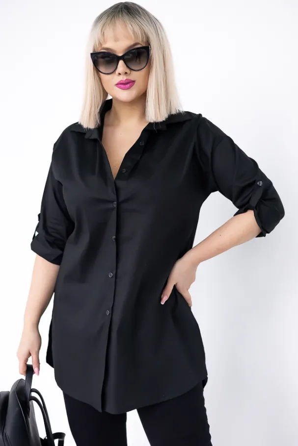 Czarna Koszula KASALI<Włoski Discount