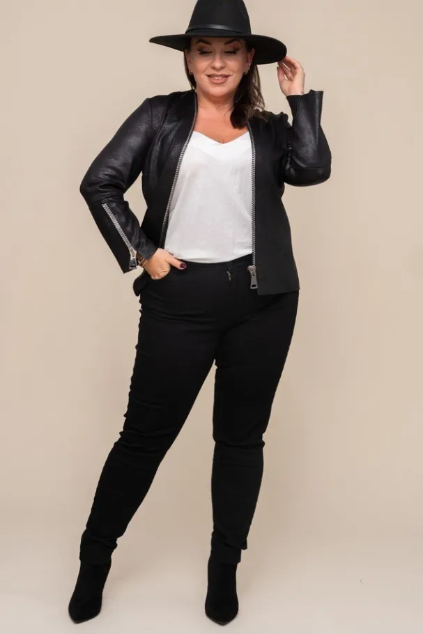 Czarna Marynarka SCIATA Plus Size Wzór 1<Polski New