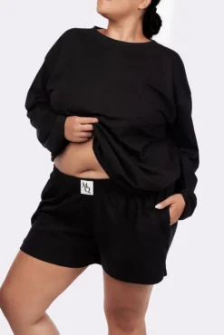 Czarna Piżama z szortami LEKREZI<Polski Hot