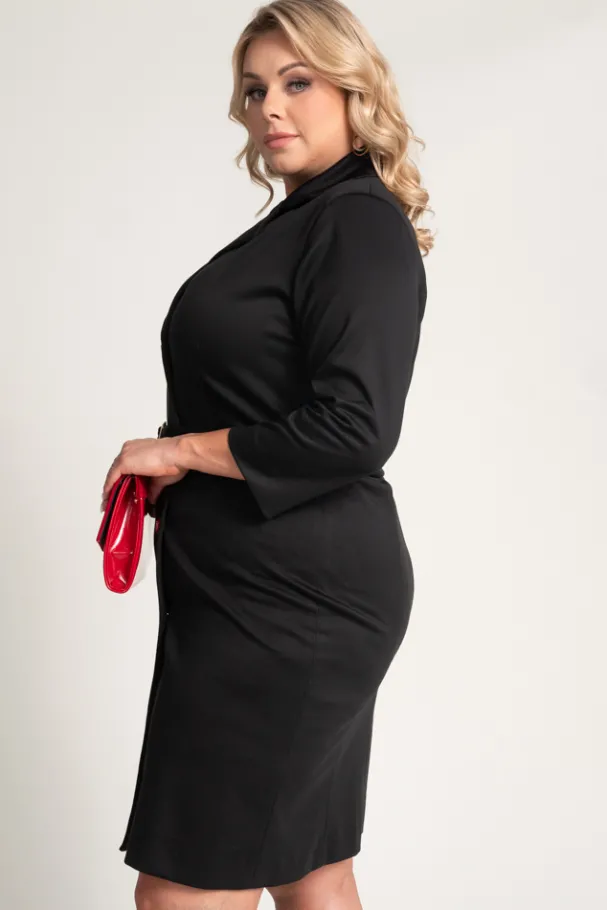 Czarna Sukienka żakietowa GANTIA<Polski Hot