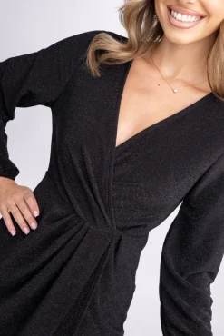Czarna Sukienka błyszcząca QUANTIAMO<Włoski Discount