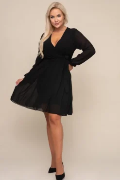 Czarna Sukienka Elegancka PERLA<Włoski Discount