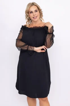 Czarna Sukienka MADAME Wzór 2<Polski New