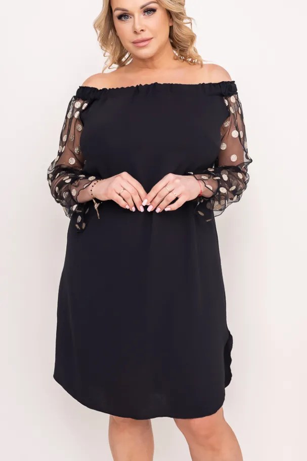Czarna Sukienka MADAME Wzór 1<Polski New