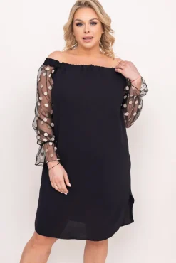 Czarna Sukienka MADAME Wzór 1<Polski New