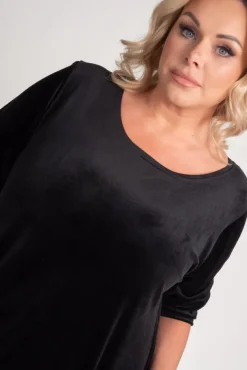 Czarna Sukienka welurowa DEMY<Polski Best