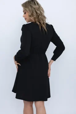 Czarna Sukienka z paskiem SARMANIA<Włoski Discount