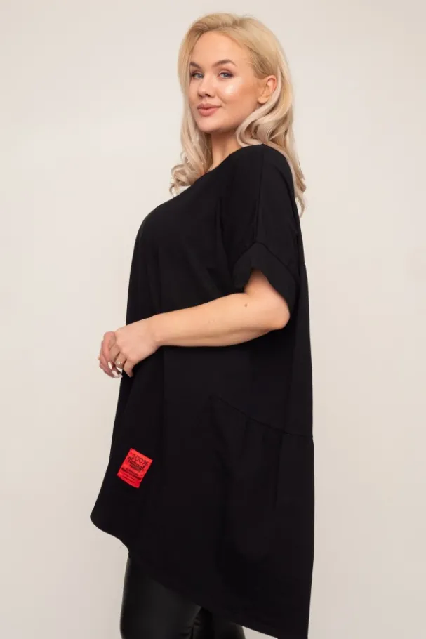 Czarna Tunika STRIPI<Włoski Hot