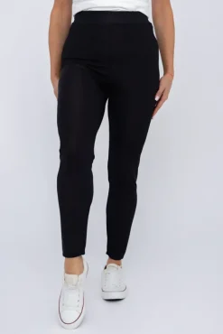 Czarne Legginsy prążkowane STRIPO<Polski Hot