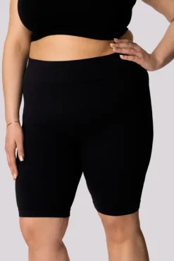 Czarne Spodenki bikery prążkowane RIBBED<Polski Sale