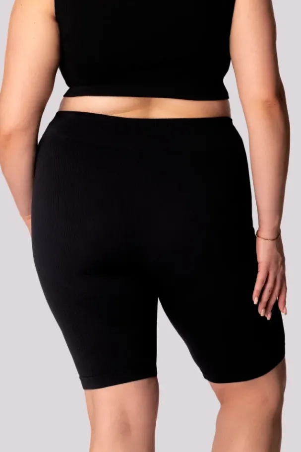 Czarne Spodenki bikery prążkowane RIBBED<Polski Sale