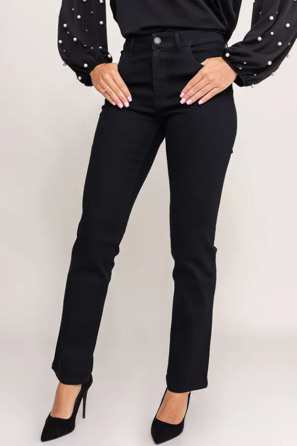 Czarne Spodnie Jeansowe NEVY<Polski Sale