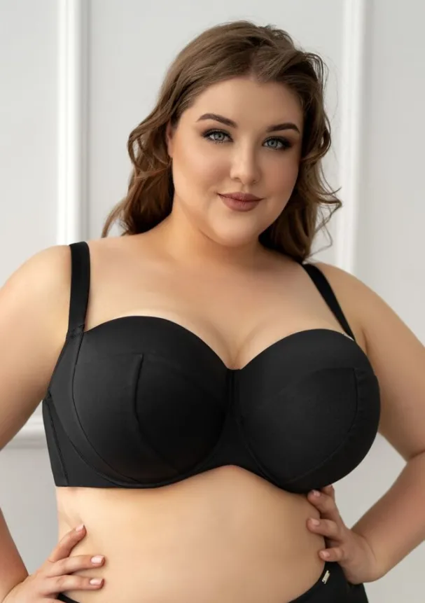 Czarny Biustonosz od stroju kąpielowego BEACH Soft Side Support<Polski