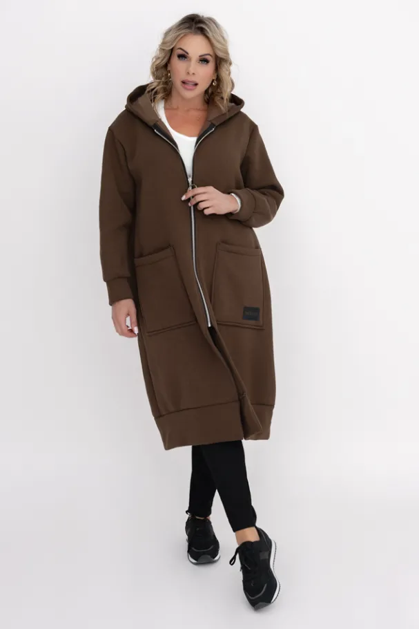 Czekoladowa Bluza ocieplana VERMEN<Włoski Outlet