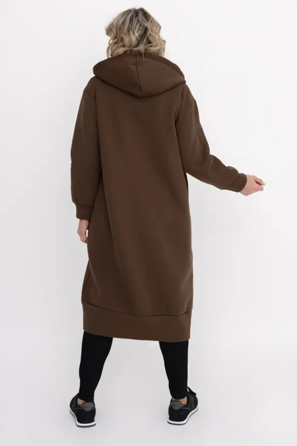 Czekoladowa Bluza ocieplana VERMEN<Włoski Outlet