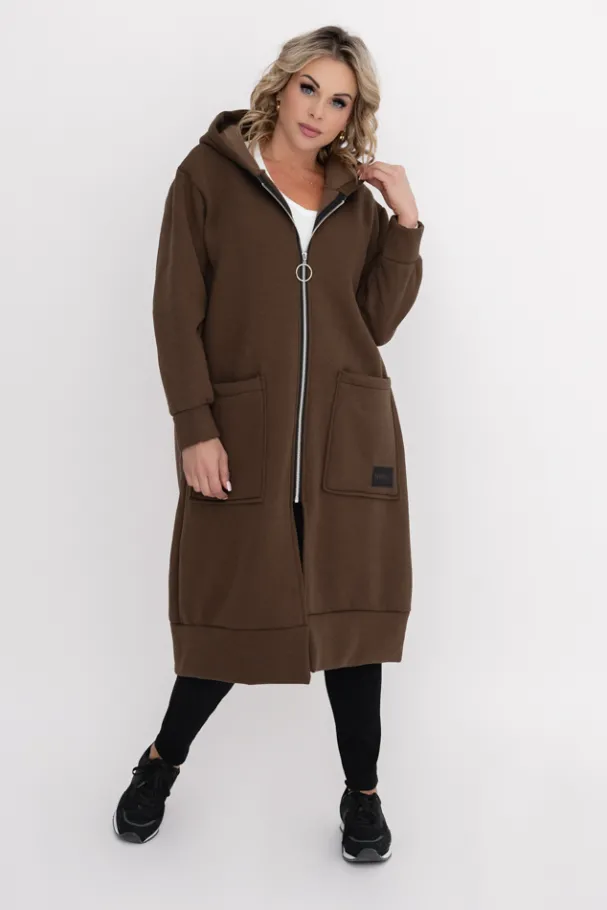 Czekoladowa Bluza ocieplana VERMEN<Włoski Outlet