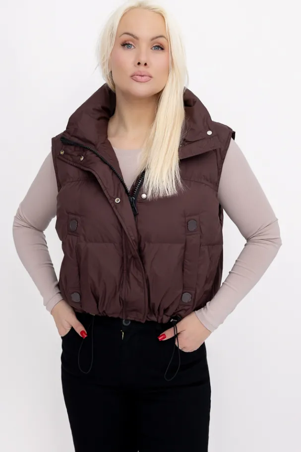 Czekoladowa Kamizelka ocieplana BISHIO<