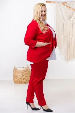 Czerwona Marynarka BAKIOLA Plus Size<Polski Outlet