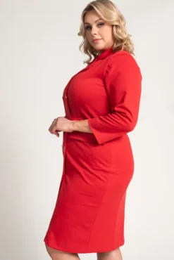 Czerwona Sukienka żakietowa GANTIA<Polski Clearance
