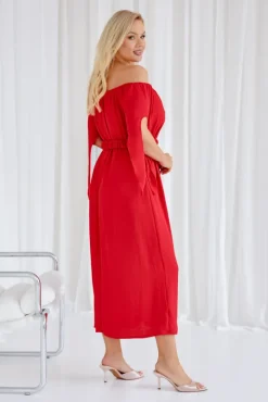 Czerwona Sukienka DERTUZI<Polski Sale
