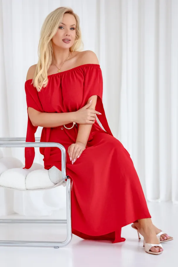 Czerwona Sukienka DERTUZI<Polski Sale