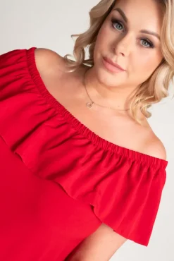 Czerwona Sukienka FRILIA<Polski Discount