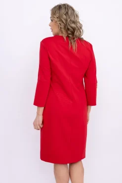 Czerwona Sukienka z suwakiem SALMARIS<Polski Discount