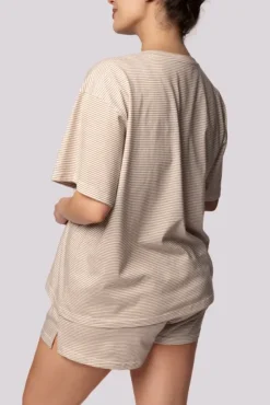 Ecru Piżama z szortami STRIPE<Polski Best