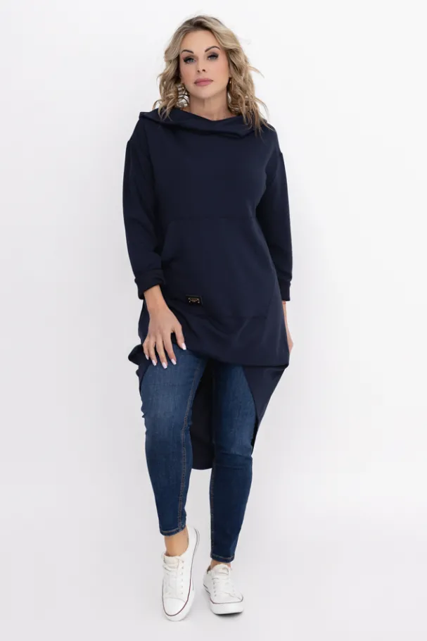 Granatowa Bluza z kapturem OASIS<Włoski
