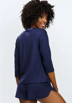 Granatowa Piżama EDITH<Polski Outlet