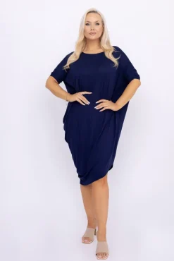 Granatowa Sukienka CASUAL FASHION<Polski Best
