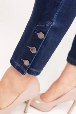 Granatowe Spodnie Jeansowe 7/8 BURENO< Hot